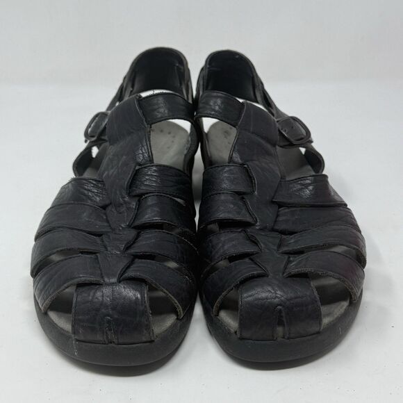 Mephisto Sam Fisherman Sandals Mens 11 EU 45 Black Leather Casual Comfort - Picture 6 of 15